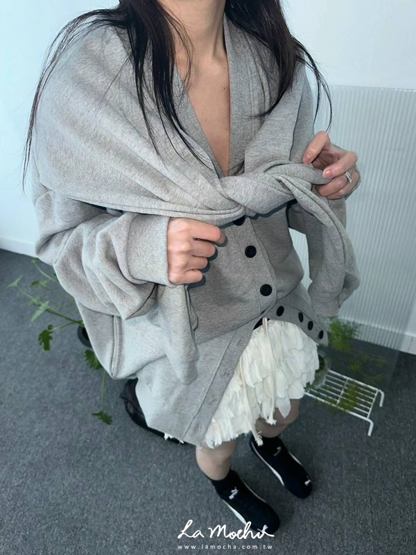 假兩件披肩長版外套